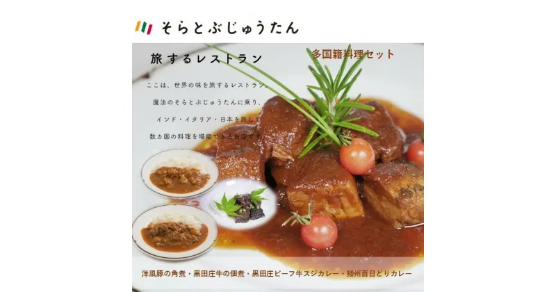 【ふるさと納税】【多国籍料理4種セット】〜黒田庄ビーフ牛スジカレー/播州百日どりカレー/黒田庄和牛の佃煮/洋風豚の角煮〜