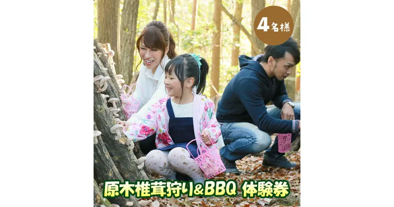 【ふるさと納税】原木 椎茸 狩り ＆ BBQ 4名様 体験券 しいたけ シイタケ 椎茸狩り バーベキュー 体験 チケット ふるさと納税 ふるさと 人気 家族 レジャー アウトドア おすすめ 送料無料 兵庫県 三田市