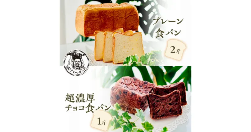 【ふるさと納税】プレーン 食パン 2斤 ＆ 超濃厚 チョコ 食パン 1斤 パン ぱん 食パン ブレッド おいしい 朝食 朝ごはん 朝 数量限定 訳あり ふるさと納税 ふるさと 人気 おすすめ 送料無料 兵庫県 三田市