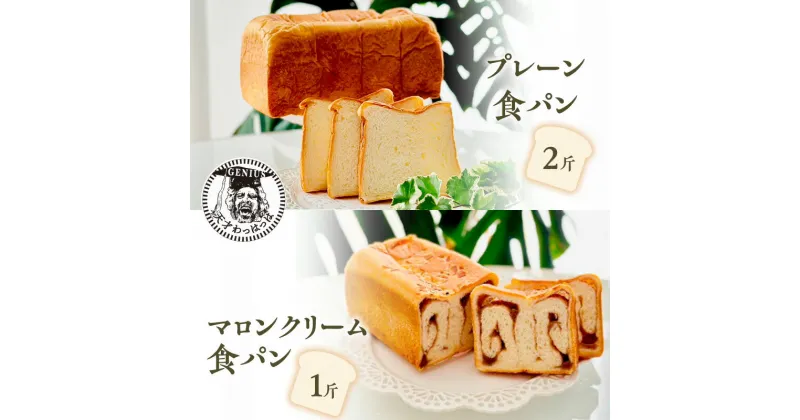 【ふるさと納税】プレーン 食パン 2斤 ＆ マロンクリーム 食パン 1斤 パン ぱん 食パン ブレッド おいしい 朝食 朝ごはん 朝 数量限定 訳あり ふるさと納税 ふるさと 人気 おすすめ 送料無料 兵庫県 三田市