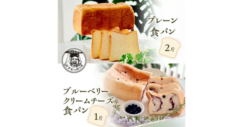 【ふるさと納税】プレーン 食パン 2斤 ＆ ブルーベリー クリームチーズ 食パン 1斤 パン ぱん 食パン ブレッド おいしい 朝食 朝ごはん 朝 数量限定 訳あり ふるさと納税 ふるさと 人気 おすすめ 送料無料 兵庫県 三田市