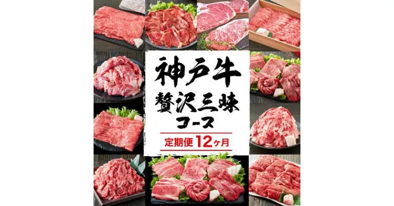 【ふるさと納税】 定期便 肉 神戸牛 贅沢三昧【12ヶ月連続お届け】全12回 ヒライ牧場 12ヵ月 【すき焼き肉/赤身焼肉/ロースステーキ/焼肉食べ比べ/スジ肉 他】　【定期便・ お肉 牛肉 】　お届け：ご入金の翌月より毎月中旬頃にお届けいたします。