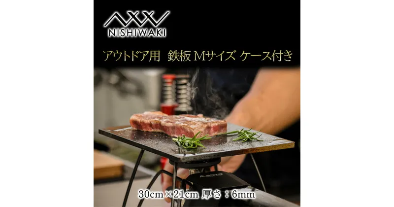 【ふるさと納税】 鉄板 Mサイズ＆帆布ケース[ アウトドア キャンプ バーベキュー BBQ ]　 雑貨 アウトドア用品 キャンプ用品 調理器具 蓄熱 保温性 鉄の純度が高い 遠赤外線効果 ソロキャン 調理用グッズ