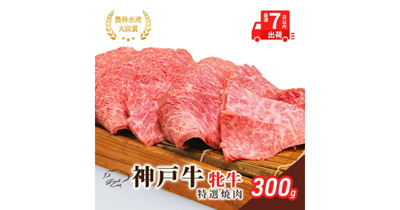 【ふるさと納税】【最短7日以内発送】 神戸ビーフ 神戸牛 牝 特選焼肉 300g 川岸畜産 冷凍 肉 牛肉 すぐ届く　 お肉 牛肉 和牛 食材 グルメ ブランド牛 日本産 国産 夕飯 晩御飯 夜ごはん