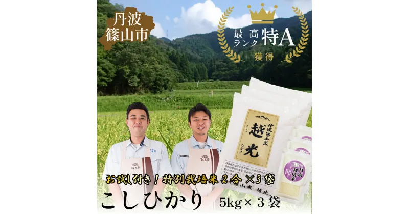 【ふるさと納税】令和6年産　丹波篠山産 特Aランク 越 光 （5kg×3袋）・お試し米付き！ | 丹波篠山 お米 おこめ ブランド米 ごはん ご飯 白米 米 コメ こめ 精米 精白米 ライス おいしい米 美味しいお米 兵庫県 お取り寄せ こしひかり コシヒカリ