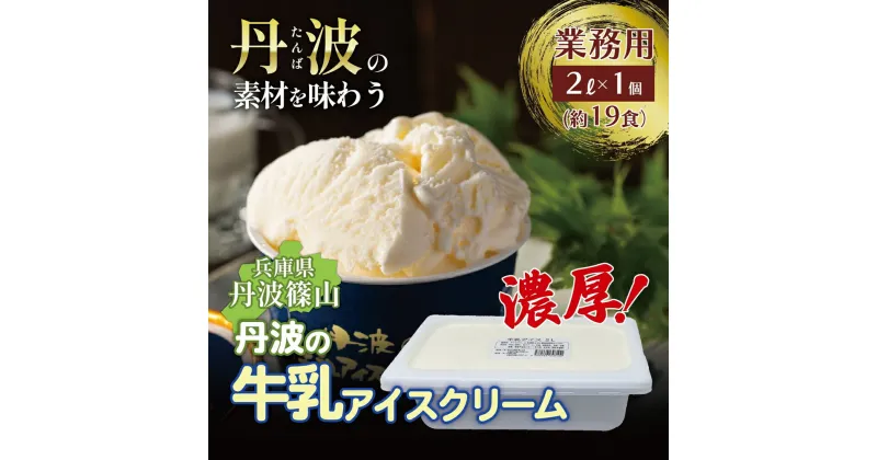 【ふるさと納税】大容量★丹波産牛乳を使用した業務用2L牛乳アイスクリーム | 兵庫県 丹波篠山市 アイスクリーム 濃厚 滑らか コク ご当地 パーティ アレンジ ミルク 低温殺菌