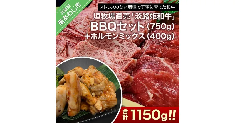 【ふるさと納税】 ふるさと納税 bbq 垣牧場直売「淡路姫和牛」BBQセット(750g)＋ホルモンミックス(400g)