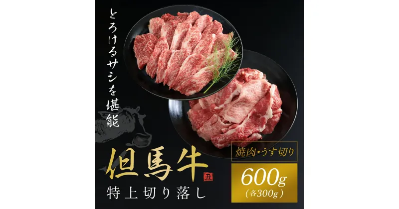 【ふるさと納税】【但馬牛】特上切り落し（焼肉・うす切り）計600gセット 神戸牛 神戸ビーフ 黒毛和牛 国産牛 ブランド和牛 切り落とし肉 切り落とし 焼肉 焼き肉 薄切り うす切り肉 牛切り落とし 兵庫県 朝来市 AS1CA21