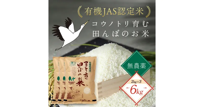 【ふるさと納税】＜令和6年産 新米＞無農薬 有機JAS認定米 コウノトリ育む田んぼのお米 2kg×3袋 〈村上ファーム〉お米 おこめ 米 こめ コメ ご飯 ごはん 白米 6キロ 6kg 兵庫県 朝来市 AS1CA7