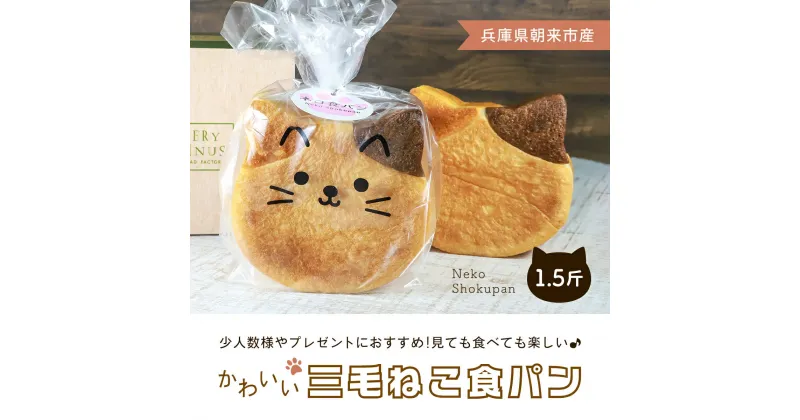 【ふるさと納税】三毛ねこ食パン1.5斤 食パン ねこパン ネコパン 猫パン ねこ ネコ 猫 ねこ食パン 主食用パン 三毛猫 みけねこ ミケネコ 兵庫県 朝来市 AS38AA3