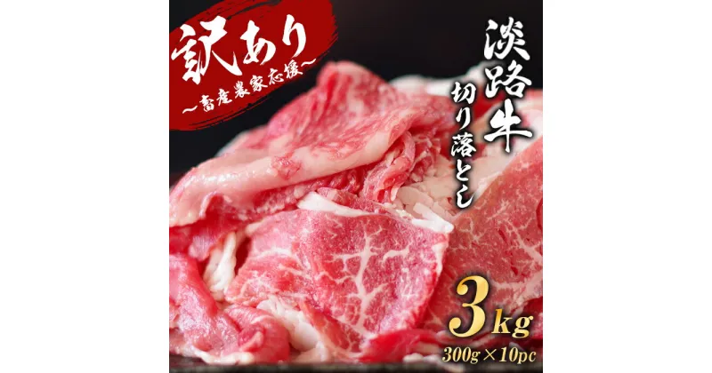 【ふるさと納税】【訳あり】淡路牛 切り落とし 3kg (300g×10パック)