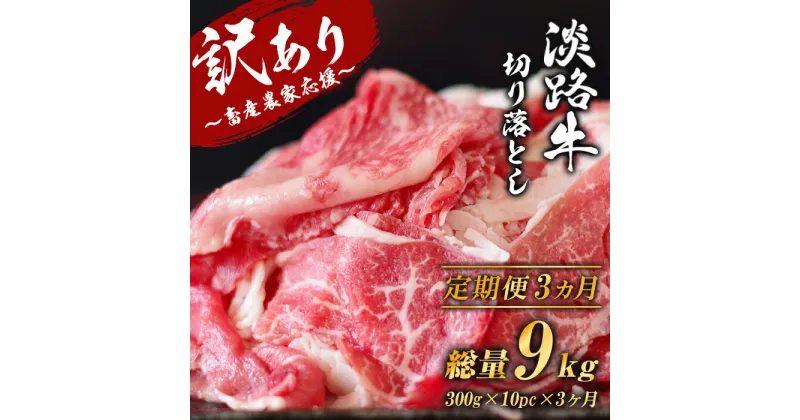 【ふるさと納税】【訳あり】【定期便3ヶ月】淡路牛 切り落とし 3kg (300g×10パック）