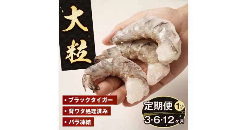 【ふるさと納税】【定期便3・6・12ヶ月】至福の大粒むきえび　背ワタ処理済 1kg　　[ムキエビ 大型 むき海老 ブラックタイガー 下処理済み 冷凍 むきエビ エビチリ エビマヨ]