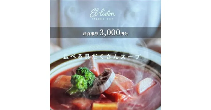 【ふるさと納税】食べる具沢山スープ エル・リストン お食事券 3,000円分（1,000円×3枚）　 お食事券 チケット 大地の恵み スープ専門店 鶏 ブイヨン 野菜 オーガニック 栄養