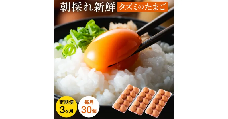 【ふるさと納税】卵かけご飯にも相性抜群！タズミの卵 定期便 全3回 Mサイズ（30個×3ヶ月）/ 合計90個 毎月30個 こだわり卵 市川町産 兵庫県産 たまご たまごかけご飯 玉子 生卵 鶏卵 タマゴ 卵焼き TKG 3か月 022AB01N.