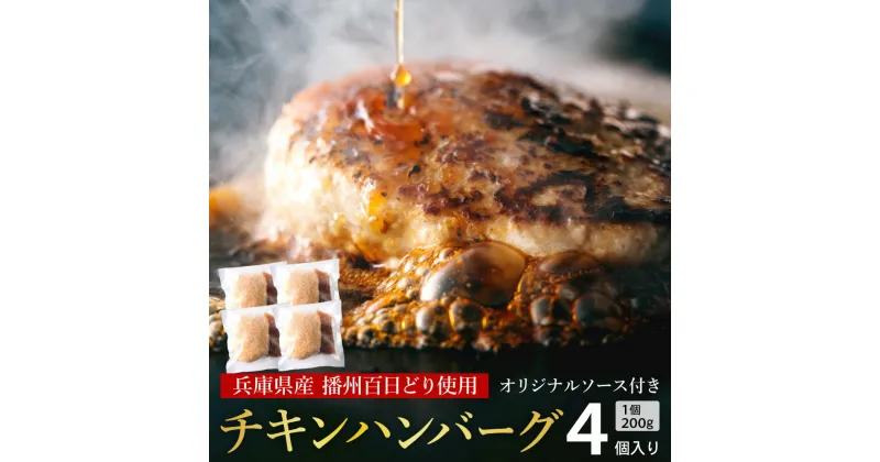 【ふるさと納税】オリジナルソース付！勢賀の郷 チキンハンバーグ 4人前 200g×4個（計800g）播州百日鶏 淡路玉ねぎ タズミの卵使用 ヘルシー 鶏肉 ハンバーグ 百日どり 国産 bbq バーベキュー アウトドア キャンプ 小分け 簡単調理 セット 冷凍 お弁当 おかず 009VS01N.