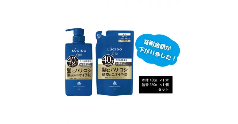 【ふるさと納税】 マンダム ルシード 薬用 ヘア ＆ スカルプ コンディショナー (本体1個＋詰替用1個)MA-20[ LUCIDO 頭皮ケア 臭いケア 男性化粧品 おしゃれ 日用品 ]　美容・薬用ヘア・スカルプコンディショナー・コンディショナー・ニオイケア・詰め替え用