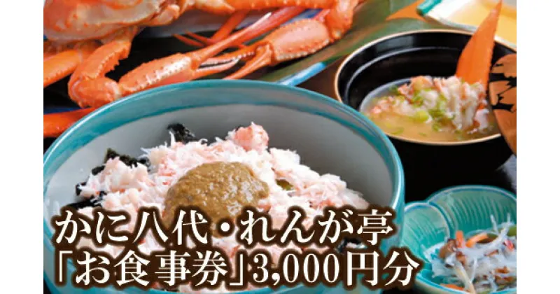 【ふるさと納税】 【れんが亭 お食事券 3,000円分】香住漁港で水揚げされる新鮮な食材を使用した海鮮レストラン 香住海岸 昼食 ランチ 香住ガニ 紅ズワイガニ カニ イカ エビ 刺身 鍋 かにすき 魚 兵庫県 香美町 香住 日本海フーズ にしとも かに市場 07-40