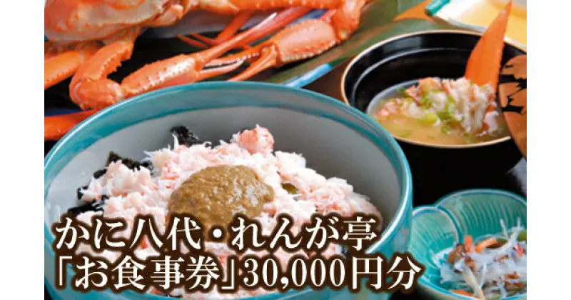 【ふるさと納税】「お食事」で使える利用券30,000円分！ 海鮮 ランチ 昼食 お祝い カニ かに カニ 蟹 イカ 白いか 香住ガニ 松葉がに グルメ 食べ物 誕生日 ギフト券 プレゼント 食事券 母の日 父の日 旅行 兵庫県 香美町 香住 かに八代 れんが亭 日本海フーズ 体験 07-101