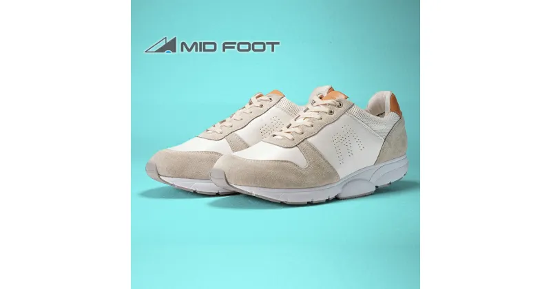 【ふるさと納税】MIDFOOT ( ミッドフッド ) 紳士靴 レザースニーカー MF001JM ( ホワイト ) 4E　 ファッション 靴 シューズ スニーカー メンズ お洒落 レザーシューズ エコレザー 快適 履き心地