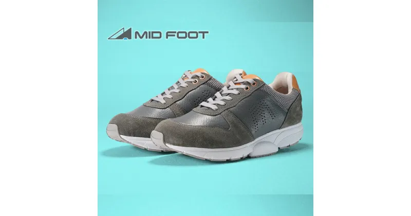 【ふるさと納税】MIDFOOT ( ミッドフッド ) 婦人靴 レザースニーカー MF001JL ( グレー ) 4E　 ファッション 靴 シューズ スニーカー レディース お洒落 レザーシューズ エコレザー 快適 履き心地