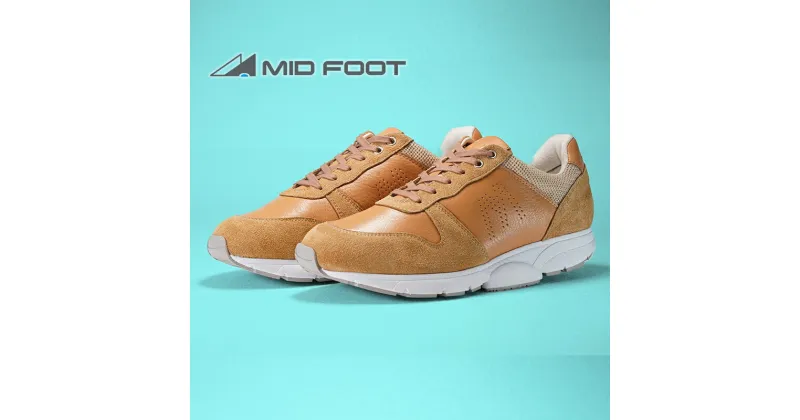 【ふるさと納税】MIDFOOT ( ミッドフッド ) 紳士靴 レザースニーカー MF001JM ( ベージュ ) 4E　【 ファッション 靴 シューズ スニーカー メンズ 】 【 お洒落 レザーシューズ エコレザー 快適 履き心地 】　ファッション・靴・シューズ・ファッション・服・男性・メンズ