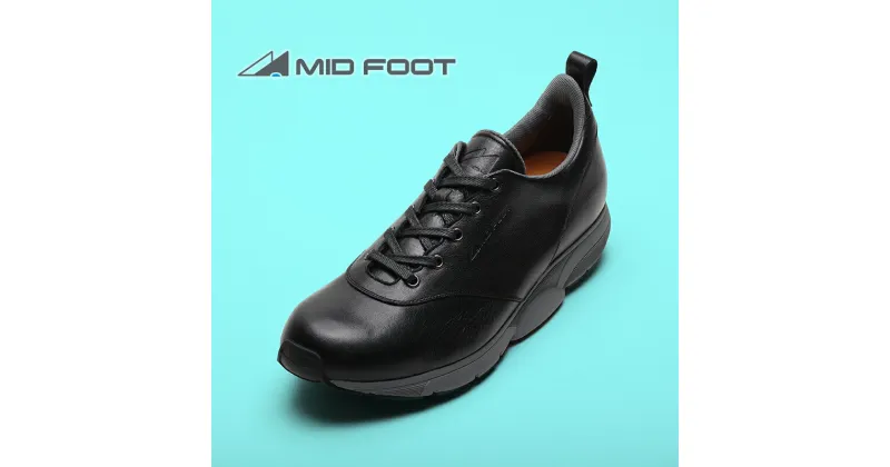 【ふるさと納税】MIDFOOT ( ミッドフッド ) 紳士靴 レザースニーカー MF002JM ( ブラック ) 4E　【 ファッション 靴 シューズ スニーカー メンズ 】 【 お洒落 レザーシューズ オイルレザー 快適 履き心地 】　ファッション・靴・シューズ・ファッション・服・男性・メンズ